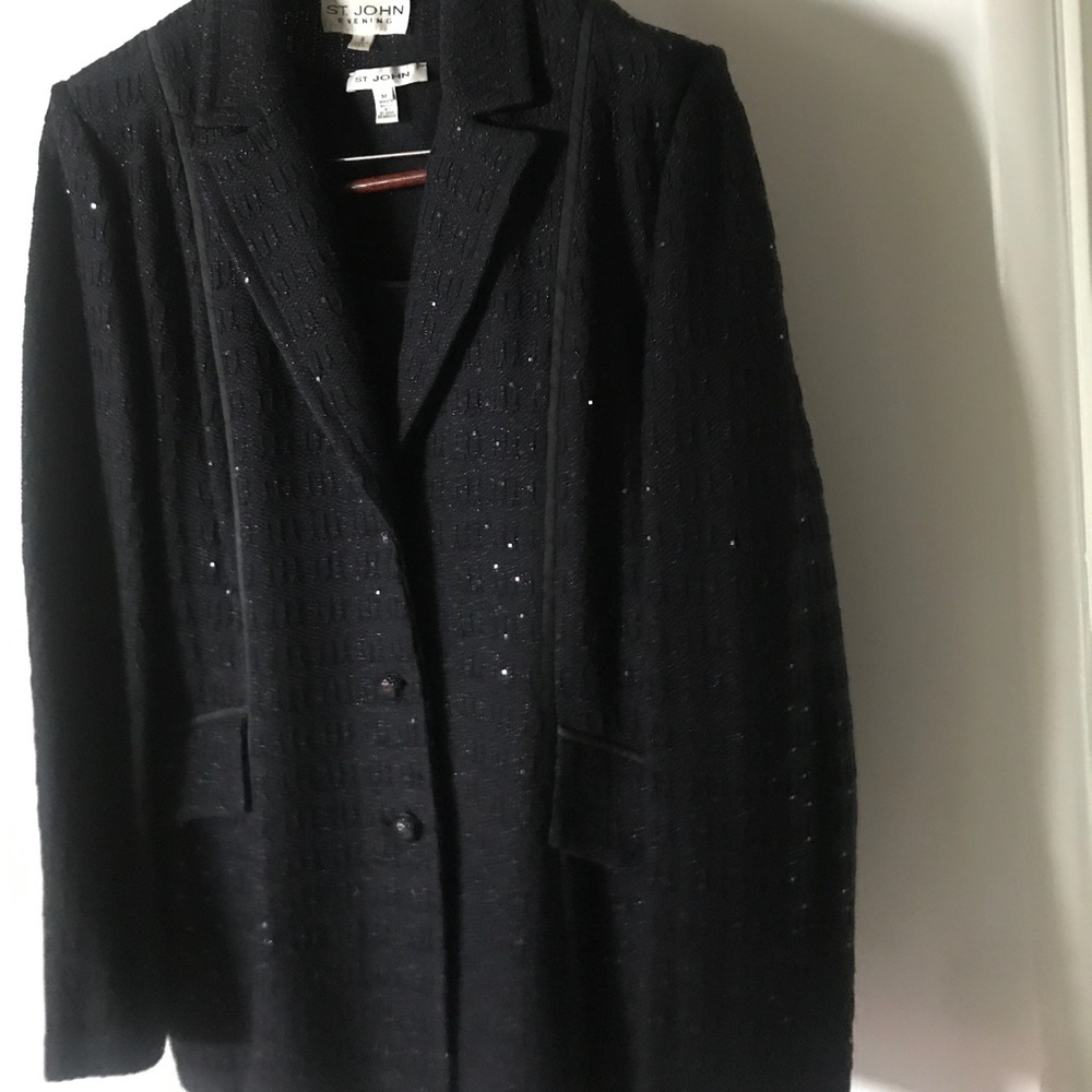 St John Evening Collect Long Sparkly Black Jacket
